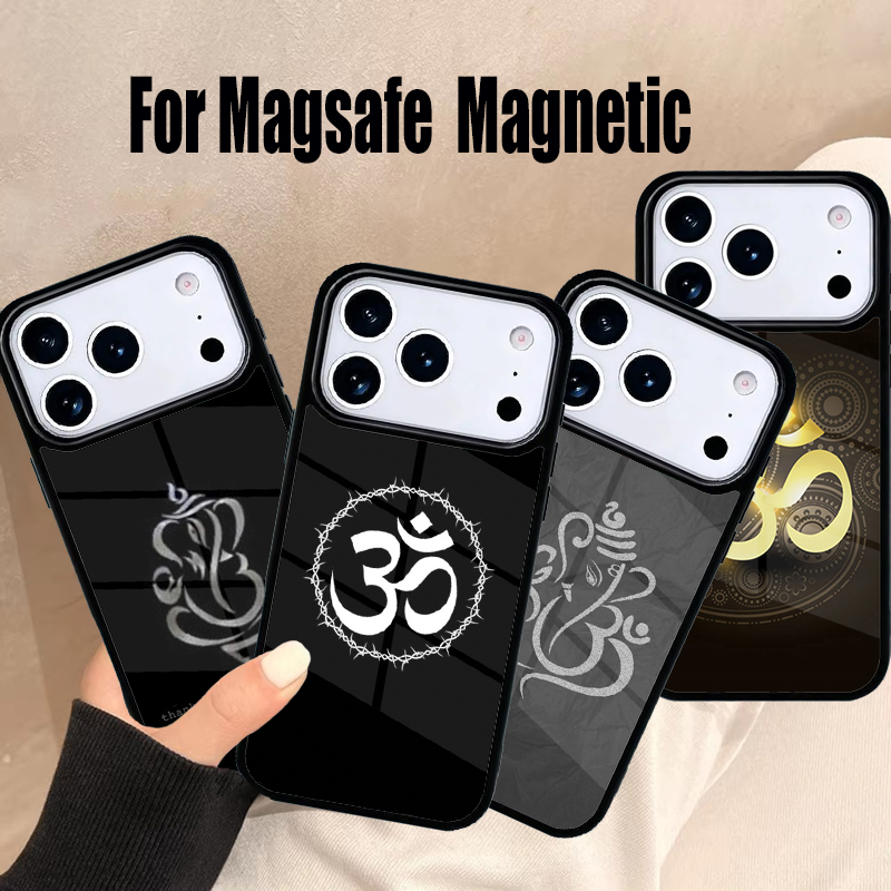 Yoga Fitness Apple - オーム・オム・ヨガシンボル・ヒンドゥー教フィットネスジム用iPhoneケース iPhone 17 Air 16e 15