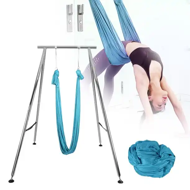 Yoga Swing Aerial - 折りたたみ式ポータブル高さ調節可能ヨガスイングスタンドフレーム、安定性と耐久性に優れ、エアリアルヨガやセラピーハンモックトレーニングに最適、人気商品