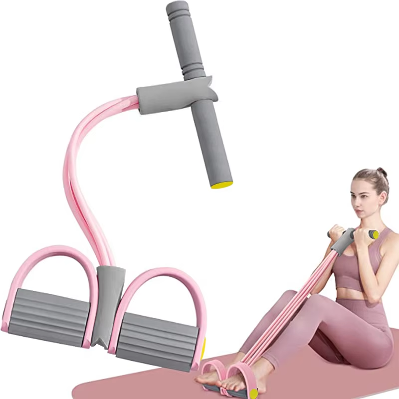Yoga Fitness Stretching Strap - 4チューブ抵抗バンドヨガペダルプラー弾性プルロープフィットネス機器、腹部、腰、腕のトレーニング用