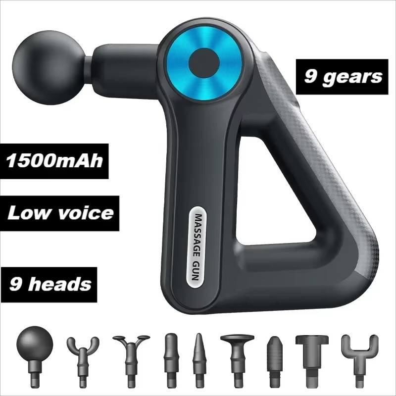 Vibration Massage Gun - ミニ三角筋膜ガン 首頸椎マッサージ 9種類のマッサージヘッド付き 9段階の強度調整可能 低騒音