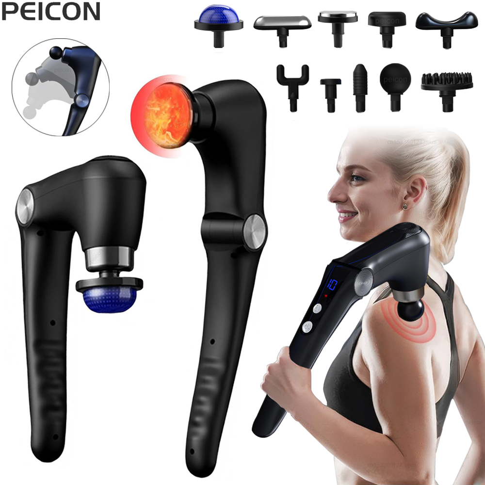 Vibration Massage Gun - 筋膜マッサージガン肩マッサージ機電気筋肉マッサージガン高周波バックウエストネックボディマッサージハンドル付き