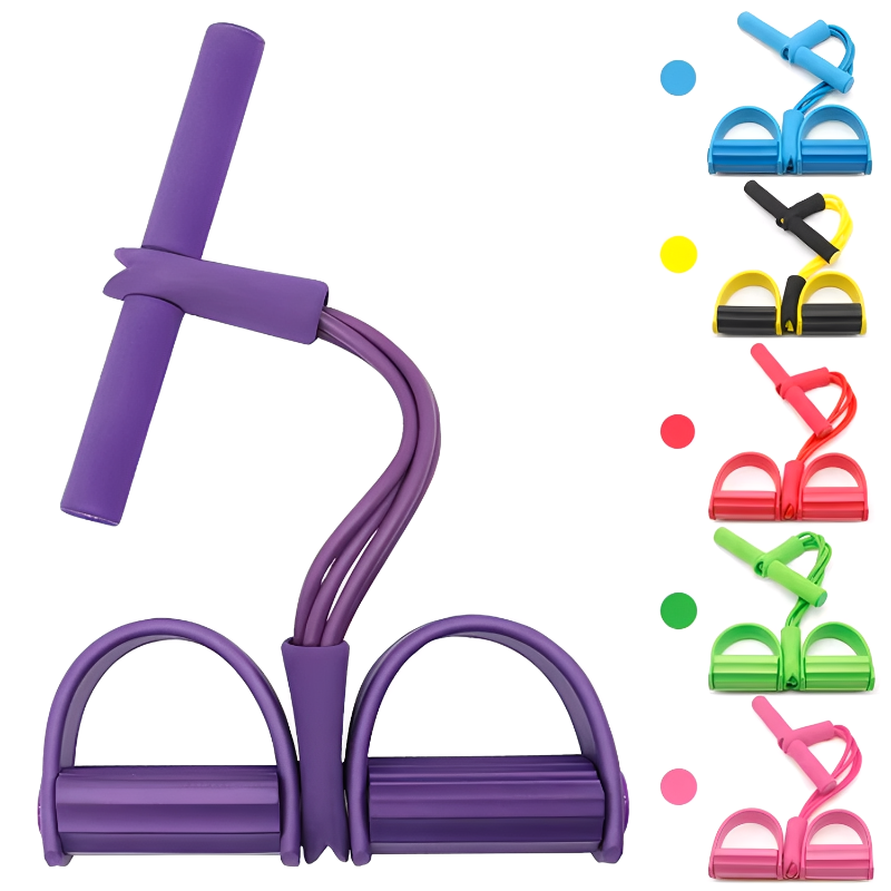 Yoga Fitness Stretching Strap - O型4チューブペダルテンショナー多機能家庭用フィットネス機器ヨガ腹筋強化弾性バンドテンションロープ