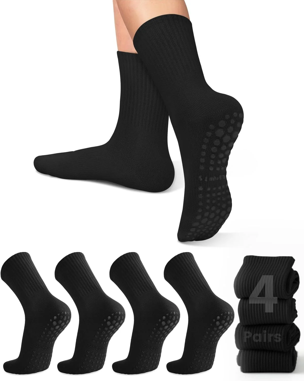 Yoga & Fitness With Faye The Well Being Studio Abbots Langley Reviews - 女性用ヨガソックス4足、ソリッドカラーのミッドソール滑り止めグリップ付きヨガピラティスバレエソックス
