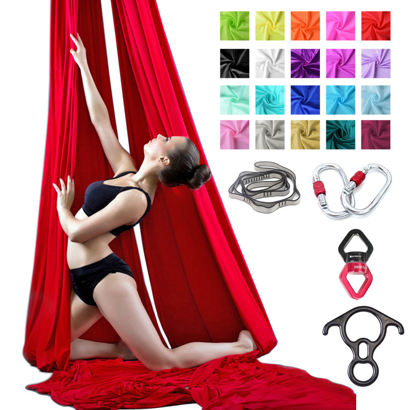 Yoga Swing Aerial - 9ヤード（8.2m）エアリアルヨガシルクセット、アクロバティックフライングダンス、ハンモックスイング、反転運動用