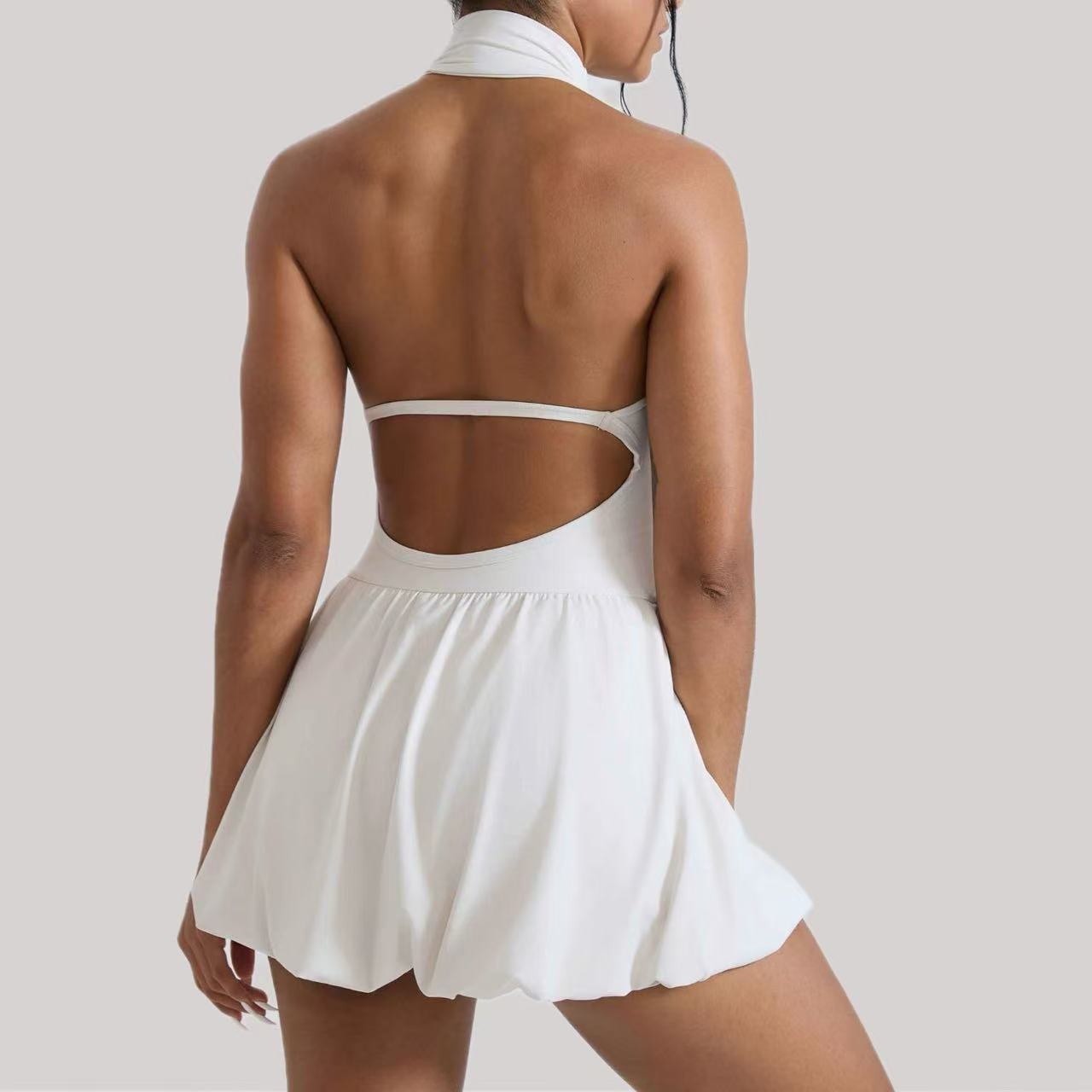 Yoga Fitness Dress - 寧雨ハイネックゴルフテニスドレス速乾ふわふわグループ女性用スポーツヨガセットワークアウトランニングフィットネステニススカートロンパース