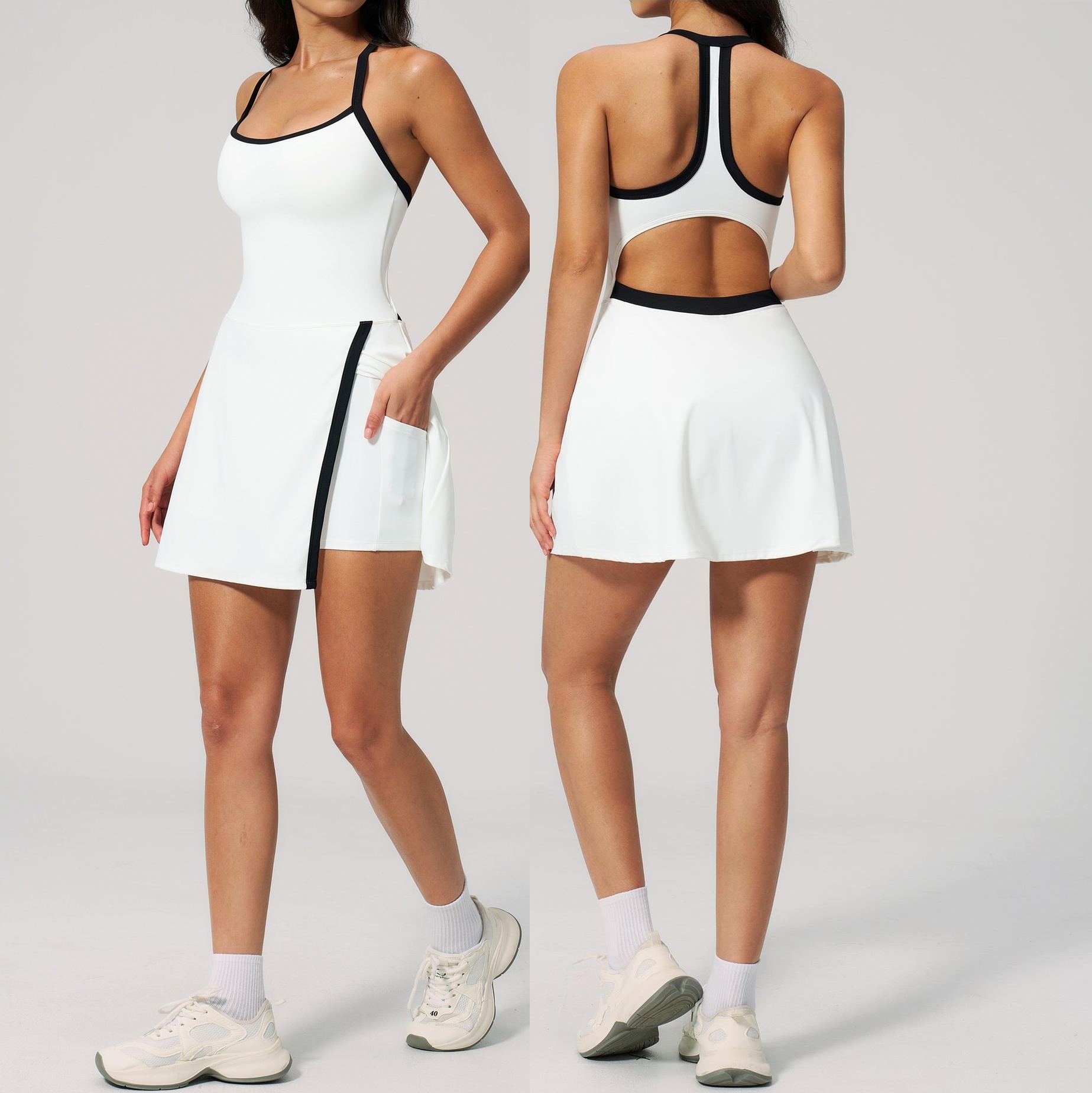 Yoga Fitness Dress - 女性用ゴルフ・テニス・スポーツスカート、夏用ヨガ・フィットネスドレス、バドミントン・ランニング・ワークアウト用トラックスーツ