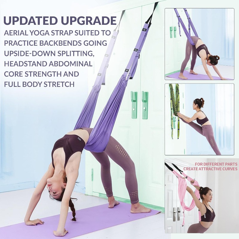 Yoga Swing Aerial - 調節可能なエアリアルヨガハンモックセット ピラティス 反重力スイング ストレッチストラップ ダンスフィットネス ヨガトレーニング