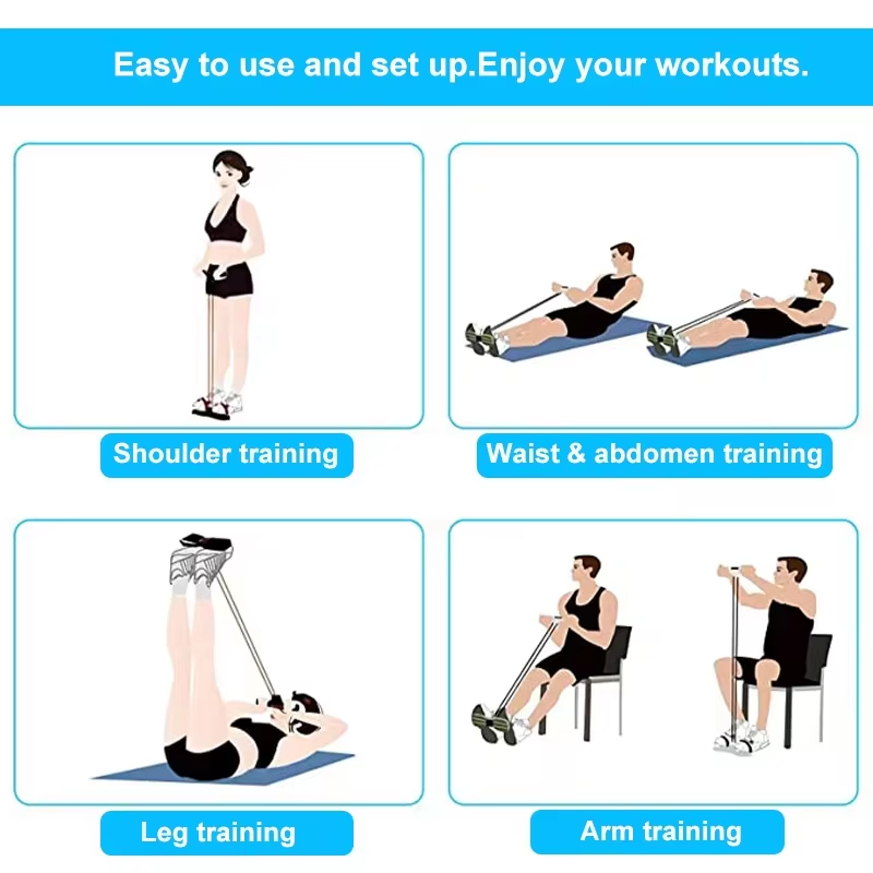 4チューブ抵抗バンドヨガペダルプラー弾性プルロープフィットネ - Yoga Fitness Stretching Strap のレビューと価格