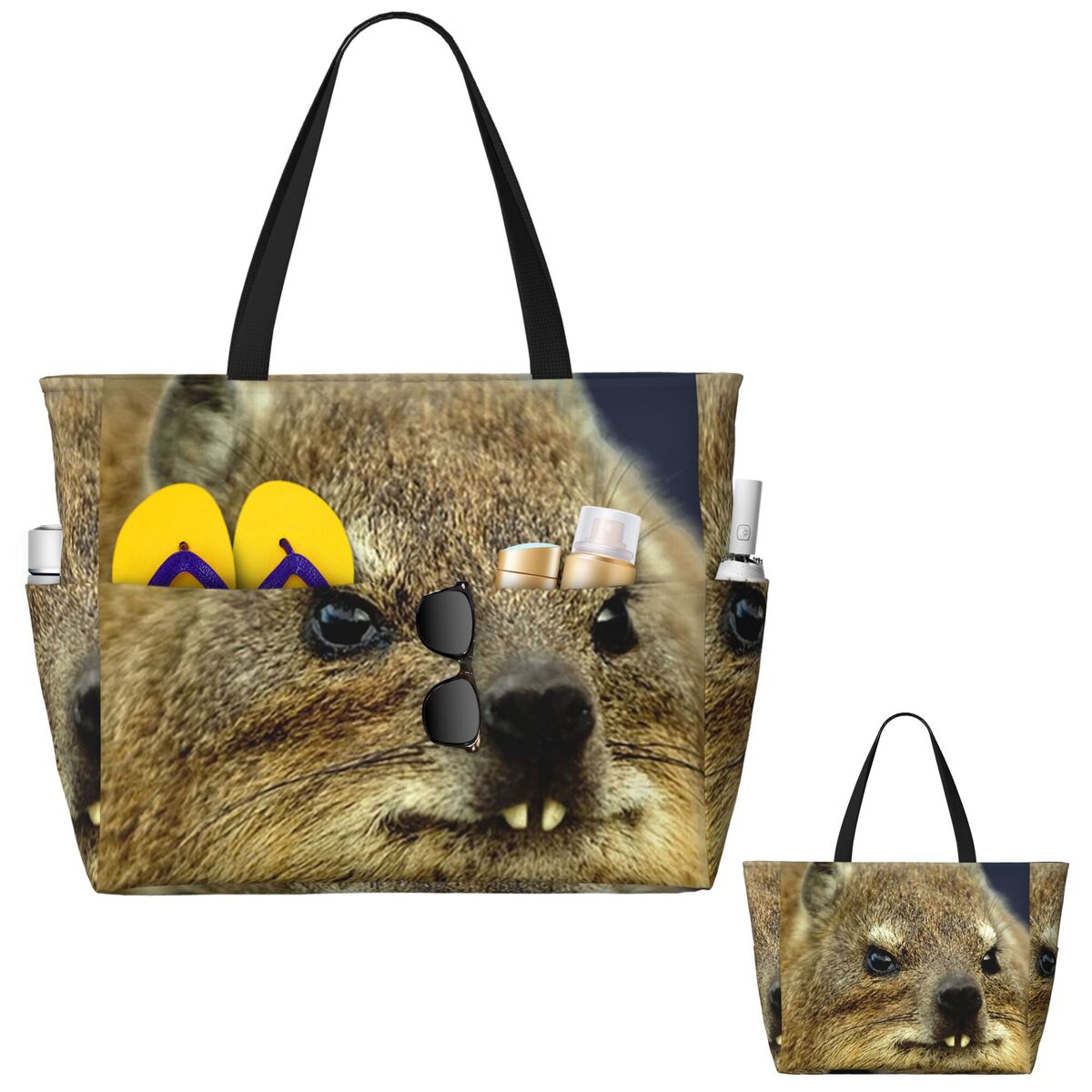 Rock Hyrax フォトビーチトートバッグ スポーツジム - Yoga Fitness Photos のレビューと価格