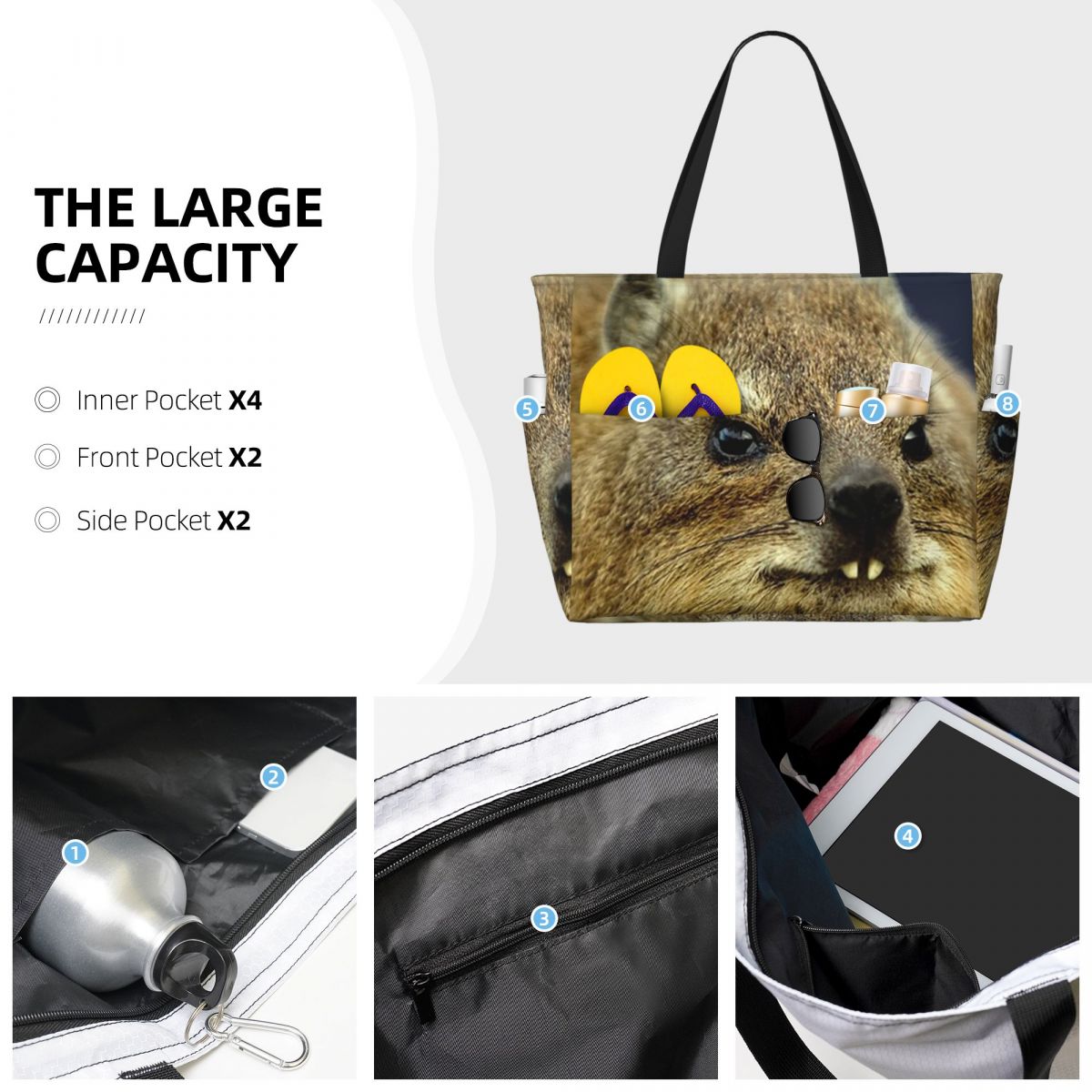 Rock Hyrax フォトビーチトートバッグ スポーツジム - Yoga Fitness Photos のレビューと価格
