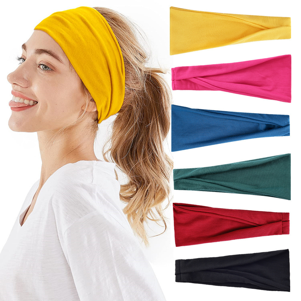 ソリッドカラースポーツヨガヘッドバンド吸汗バンドランニングフ - Yoga Fitness Stretching Strap のレビューと価格
