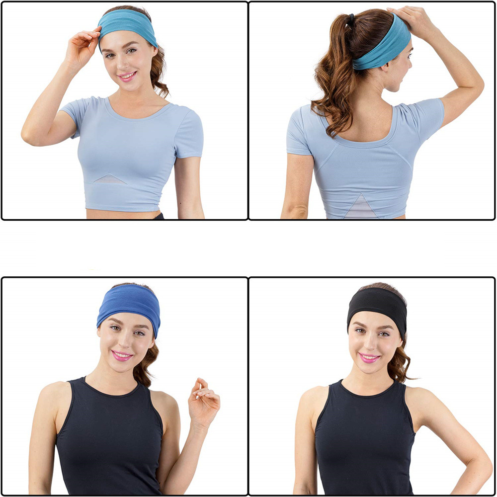 ソリッドカラースポーツヨガヘッドバンド吸汗バンドランニングフ - Yoga Fitness Stretching Strap のレビューと価格