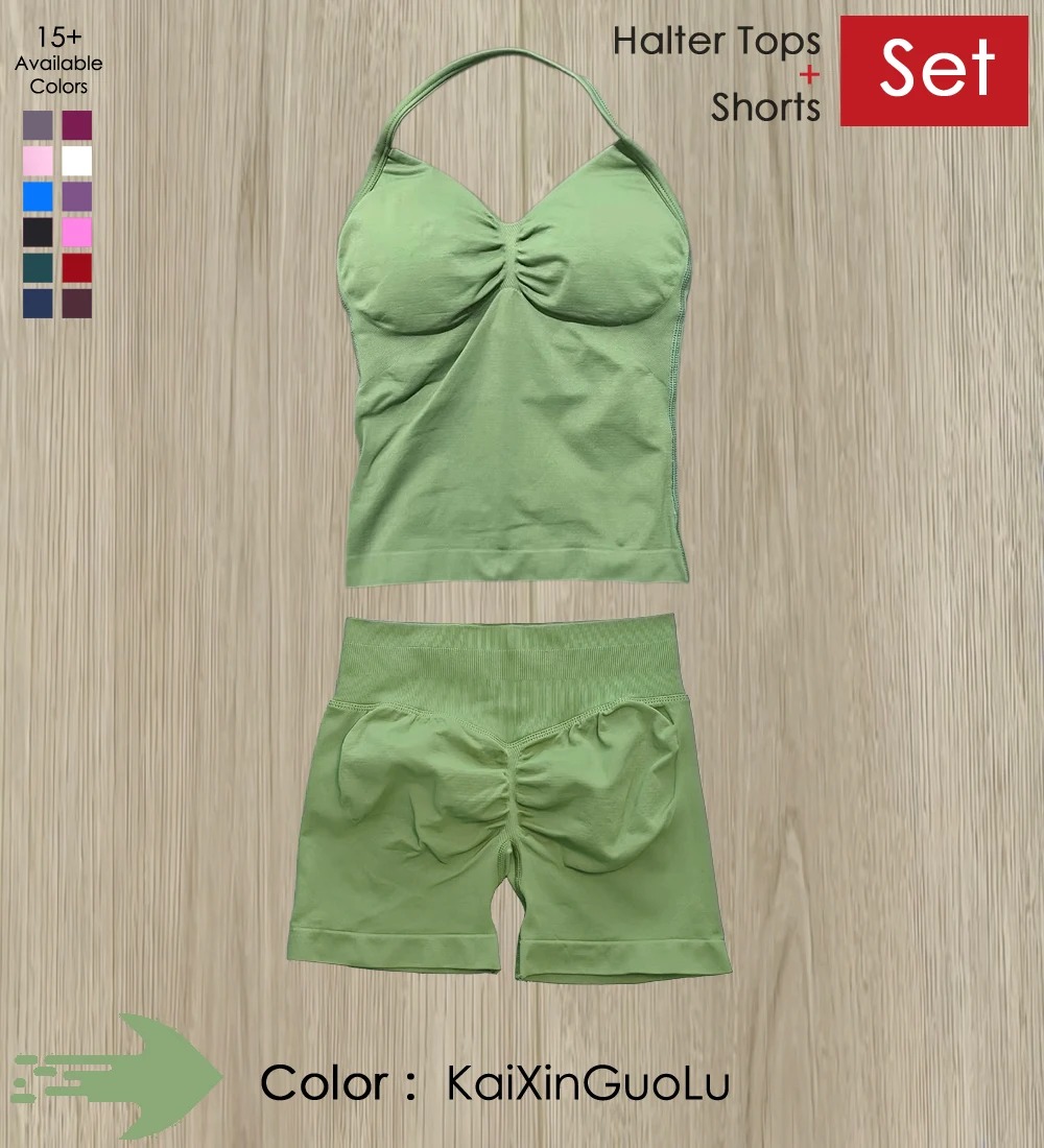 ヨガセット女性ジム服オンラインストラップトップショーツアクテ - Yoga Fitness Online のレビューと価格