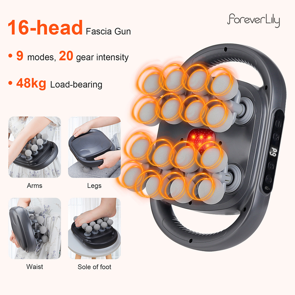 16 ヘッド筋膜ガン高周波振動ボディマッサージガン腰と背中の - Vibration Massage Gun のレビューと価格