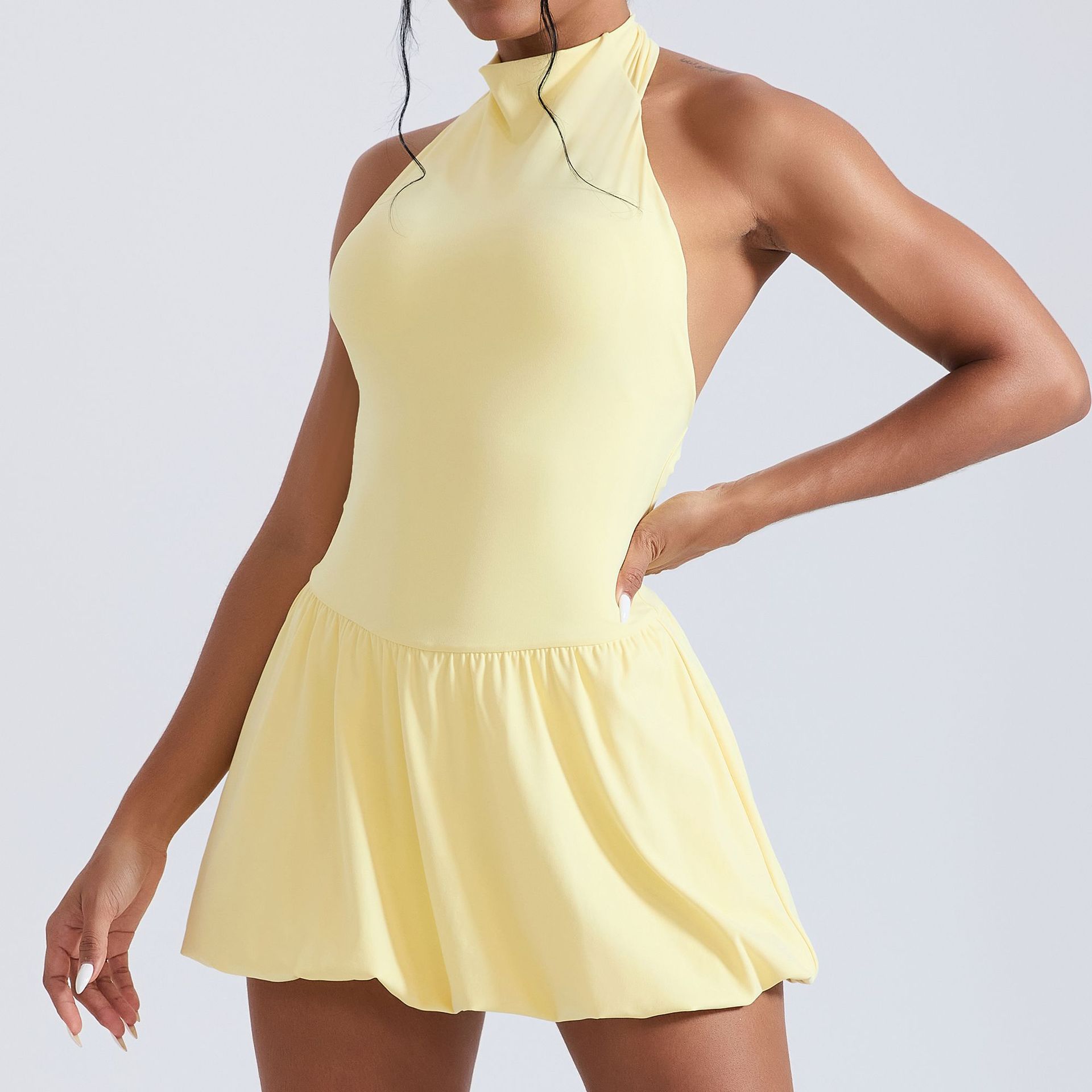 寧雨ハイネックゴルフテニスドレス速乾ふわふわグループ女性用ス - Yoga Fitness Dress のレビューと価格