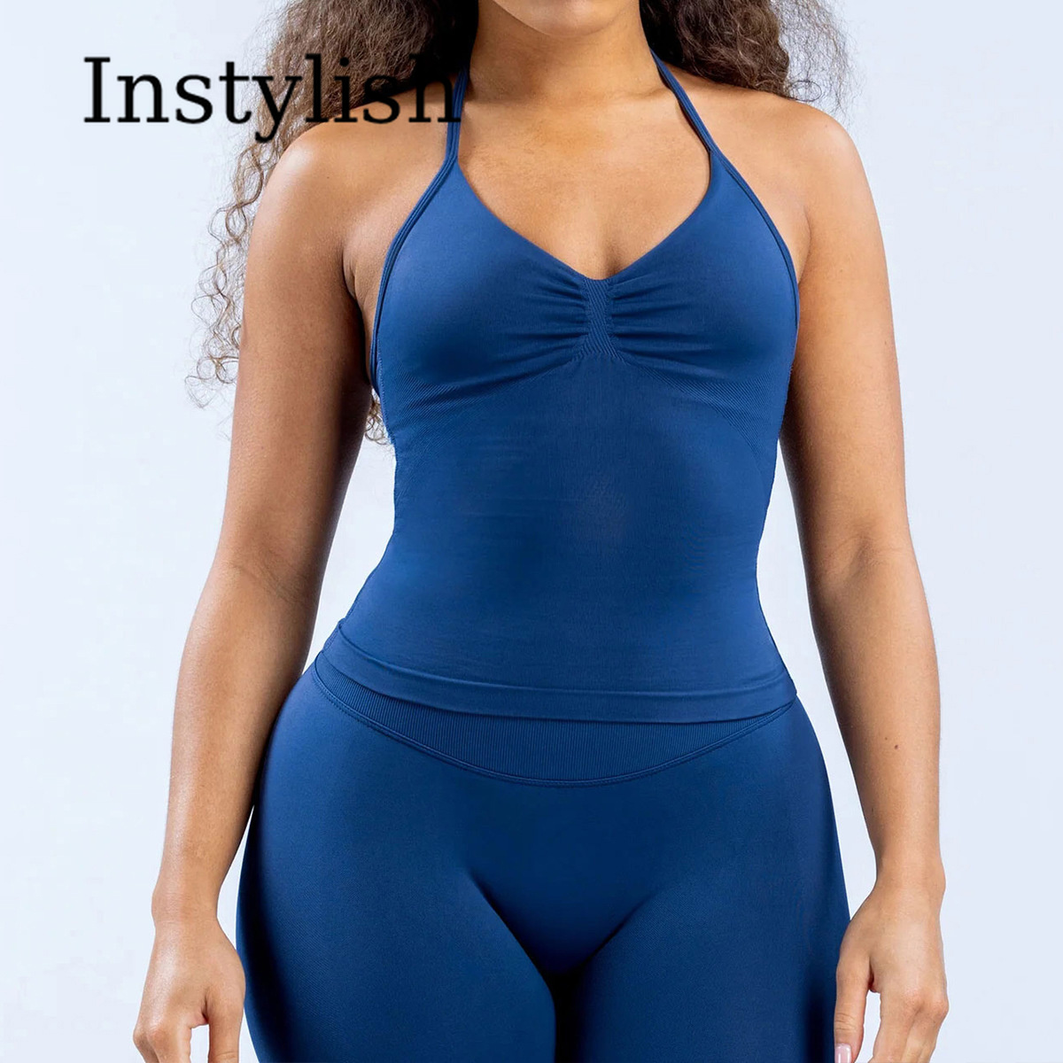 女性用シームレスヨガ2ピースセット ホルターVネック ルシュ - Yoga Fitness Usa のレビューと価格