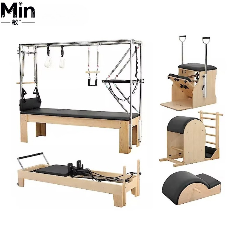 5点セット木製ピラティスリフォーマートレーニングベッドヨガピ - Yoga Fitness Machine のレビューと価格