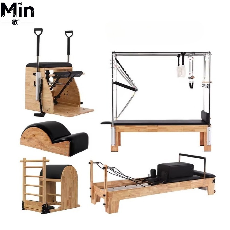 5点セット木製ピラティスリフォーマートレーニングベッドヨガピ - Yoga Fitness Machine のレビューと価格