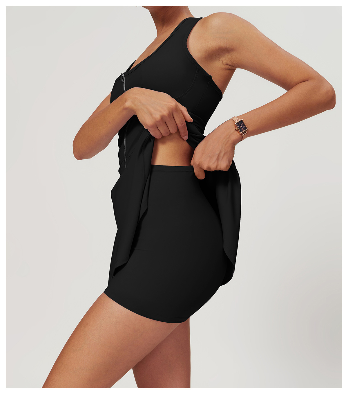 裸のような感触のウォーキング防止テニスドレス、無地ジッパーア - Yoga Fitness Dress のレビューと価格